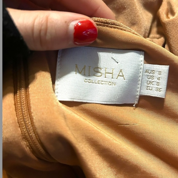 MISHA COLLECTION Women's Tan Copper Faith Ruched Midi Dress Size 4 - Picture 7 of 9